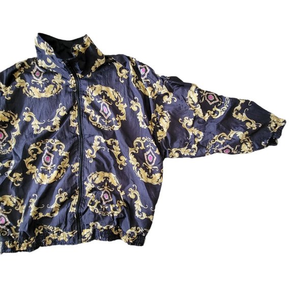 Vintage Slade Bold Baroque Print Bomber Jacket UK Size Large/12 - Picture 3 of 7